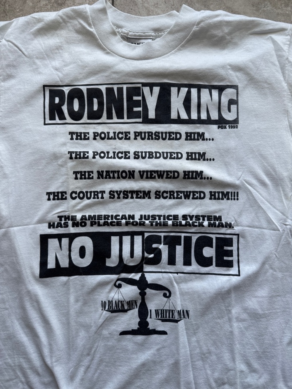 Rodney King vintage ‘92 No Justice T-shirt